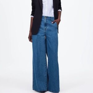 Madewell Women's Wide Sweep Denim High Rise Trousers, NWT